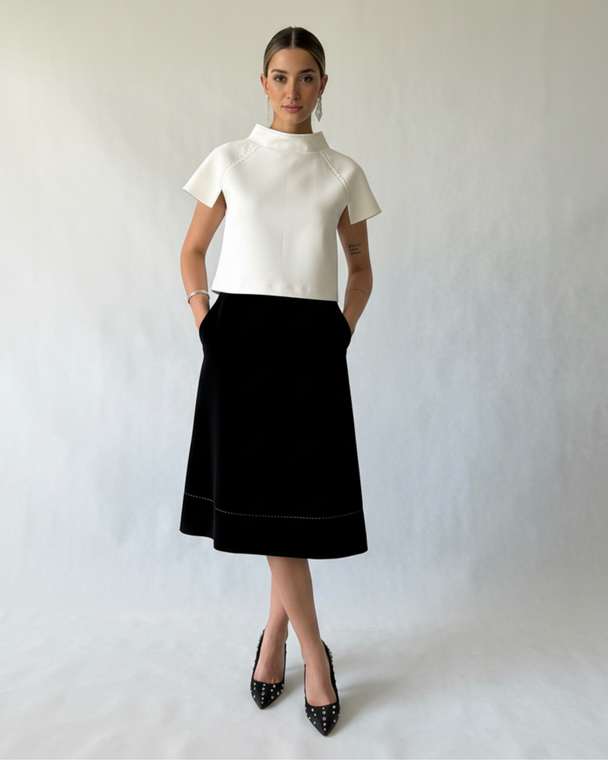 midi A-line skirt