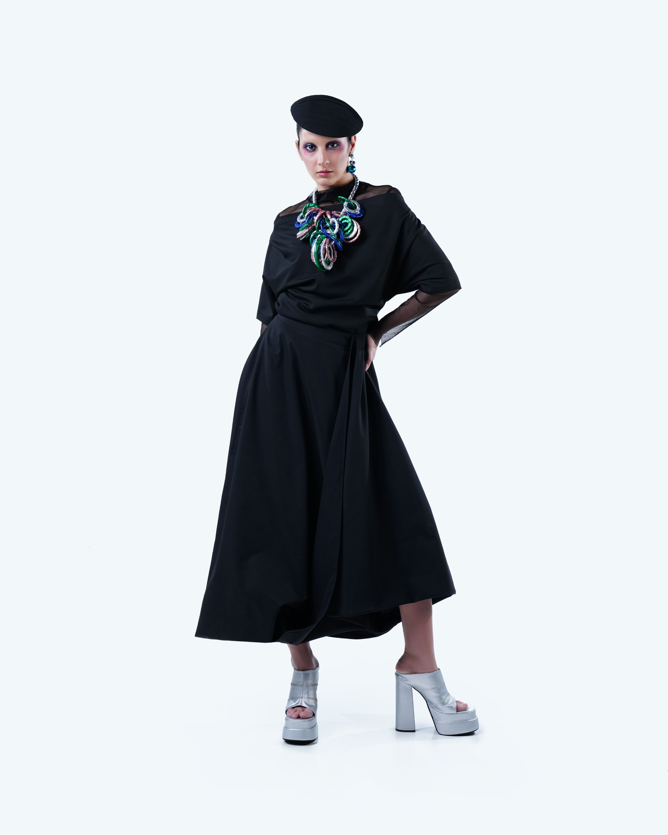structured taffeta skirt