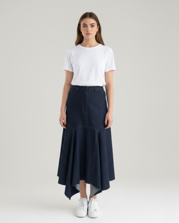 asmymetical denim skirt