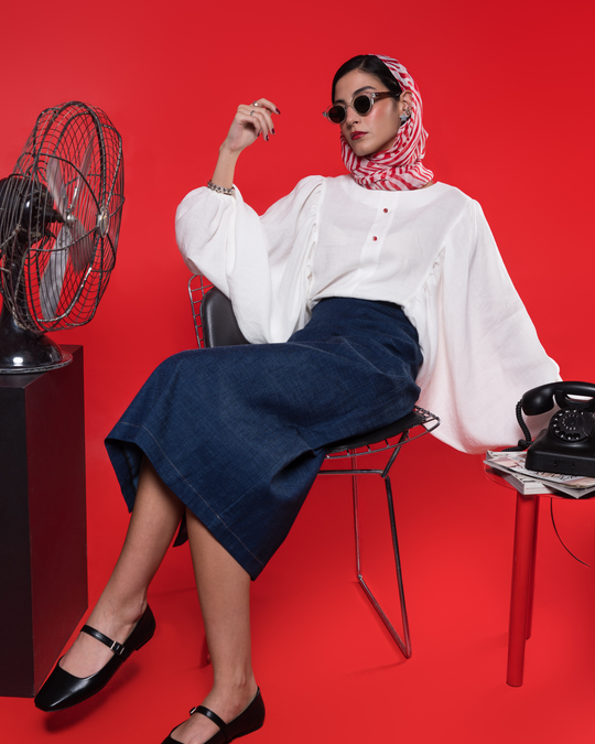 white linen blouse