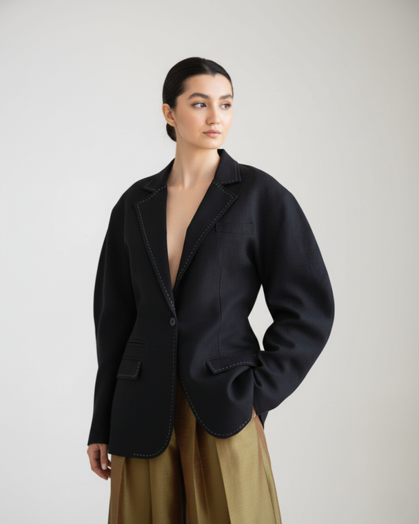 decorative stitched blazer