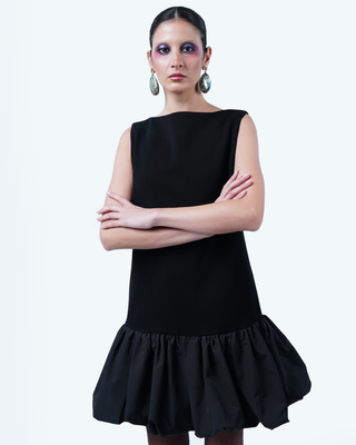 sculptural black mini dress