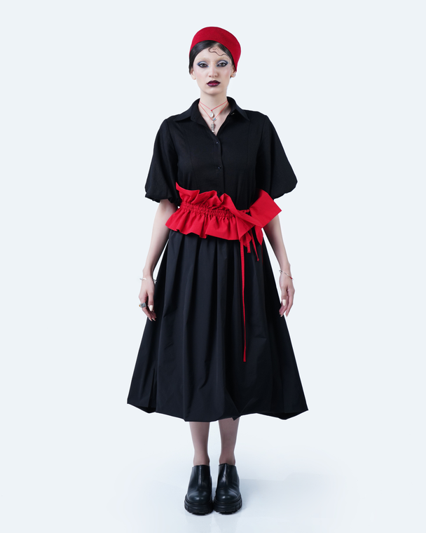 minimalist black blouse