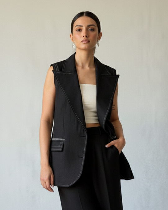 tailored linen vest